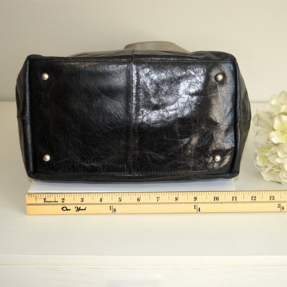 🖤 HOBO Joyce Style Shoulder Bag Two-Tone Leather Stone/Gray & Black - Picture 8 of 14